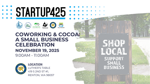 Startup425 Coworking and Cocoa A small Business Celebration postcard