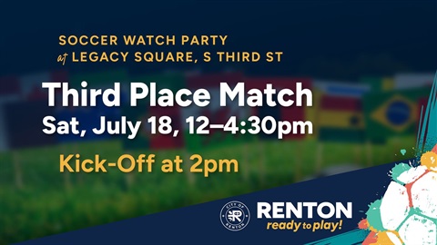 Third Place Match Saturday July 18 match watch party at Legacy Square