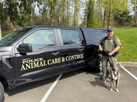Animal control officer with dog