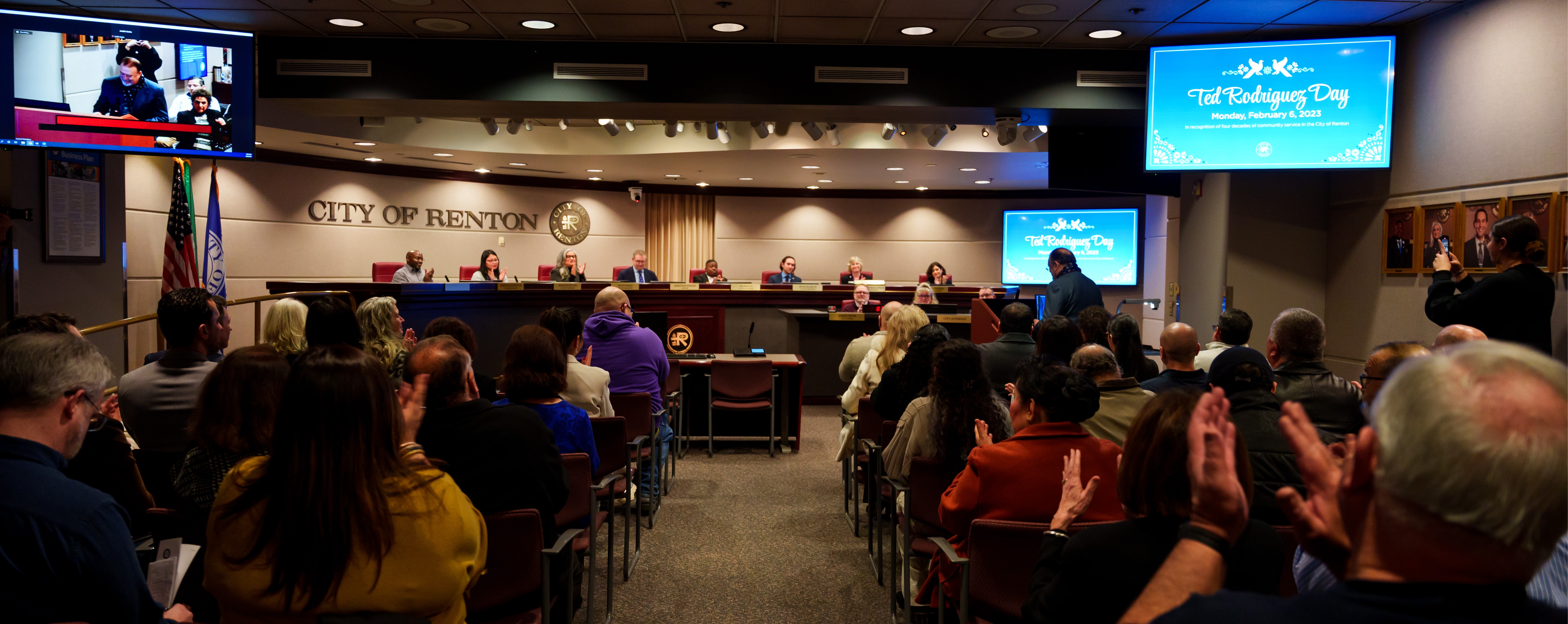 Council chambers during a council meeting