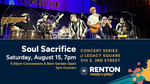 Summer Concert Series at Legacy Square Soul Sacrifice Saturday, August 15