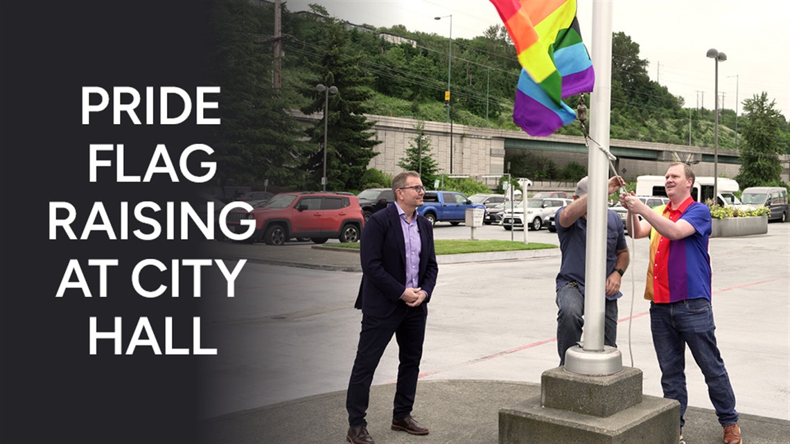 This Week in Renton Pride Flag raising at city hall